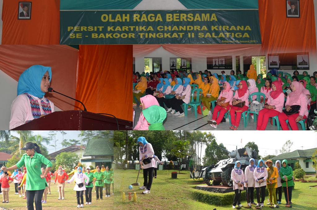 Ketua Persit Bermain Wood Ball di Yonkav 2/Tank